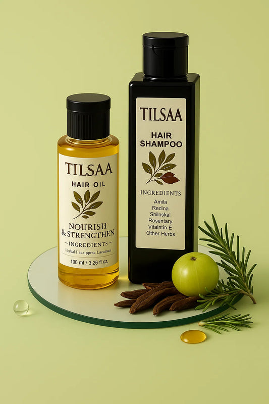 TILSAA Hair Care Duo – Nourish & Strengthen (Hair Oil & Shampoo)